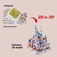 IRON STAR 3D Metal Puzzle Pink Dream Castle With Light DIY Assembly Model kits Toy For Adults Children Gift for Girlfriend 2