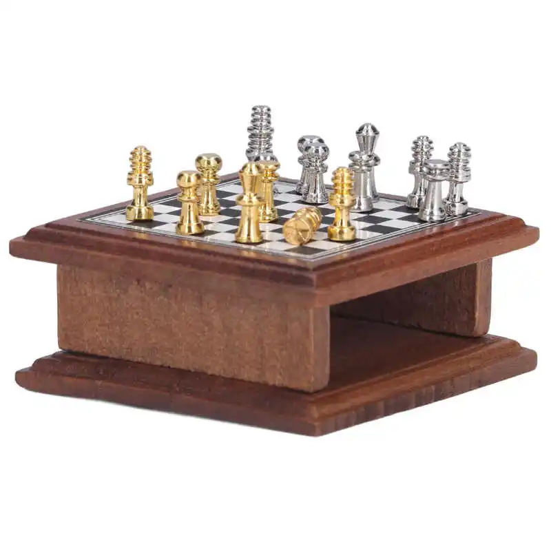 

Dollhouse Furniture Portable Miniature Chess Set for Home