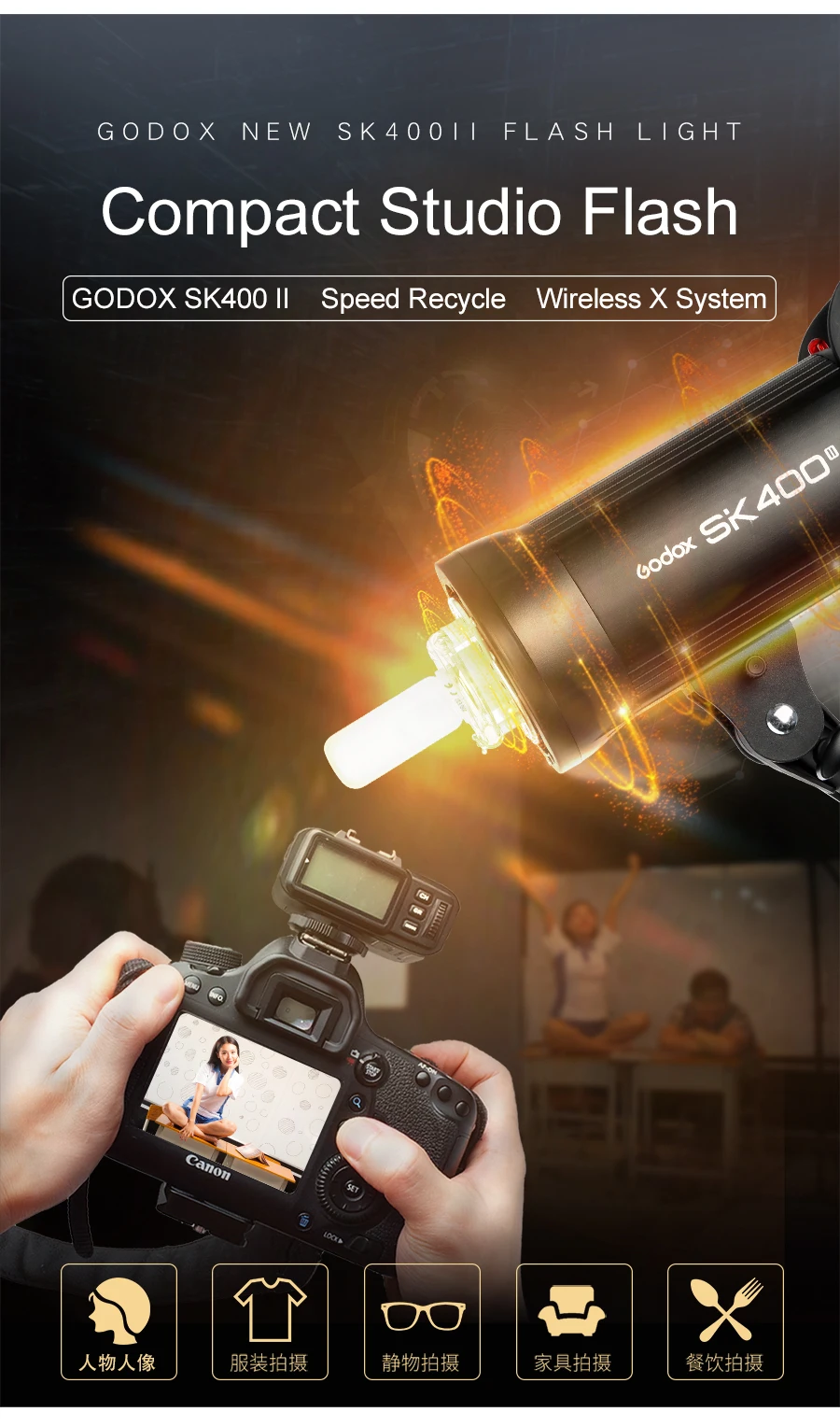 Godox SK400II 400Ws SK300II 300Ws Studio Flash Professional Flash Strobe Built-i