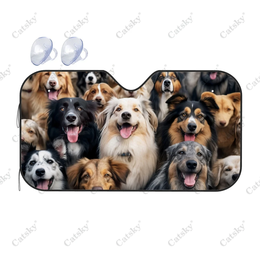

Happy Group of Dogs Car Windshield Sunshade, Front Auto Car Windshield Sun Shade Blocks Uv Rays Sun Visor Protector