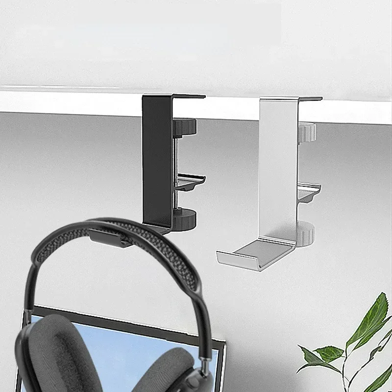 

Metal Earphone Holder Hook Under Desk Headphone Stand Headset Hanger with Adjustable Clamp Universal 3XUE