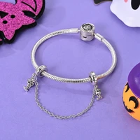 Halloween Charm Bead Pendant 925 Sterling Silver Pumpkin Witch Doll Skeleton Mummy Candy Charm Fit Original Bracelet DIY Jewelry 5