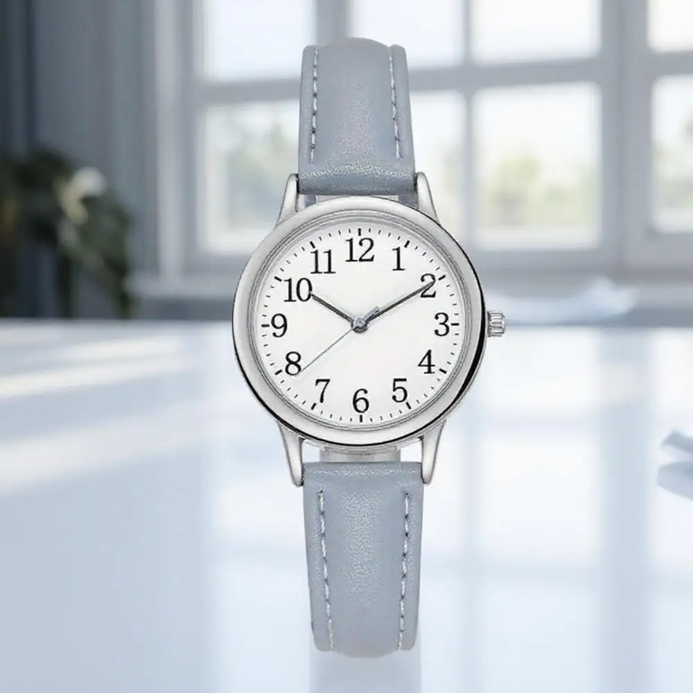 Elegant Women's Quartz Watch with Simple Dial and PU Leather Strap