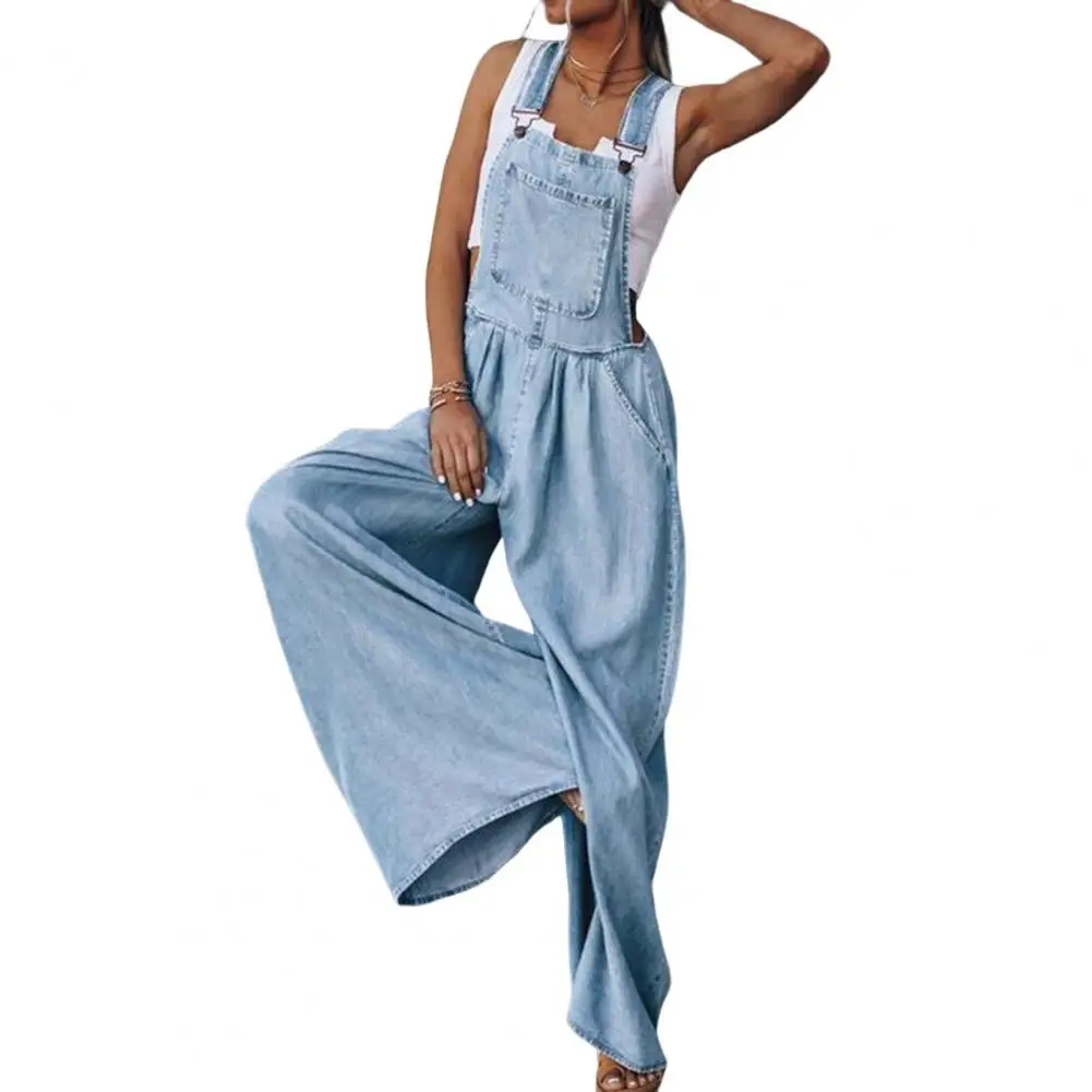 

Women Overalls Wide Leg Multi Pockets High-Waist Loose Denim Jumpsuit Women Clothes