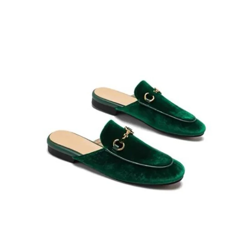 2024 new Spring Summer Street Buckle Baotou lady slippers wearing leather Muller flat slippers