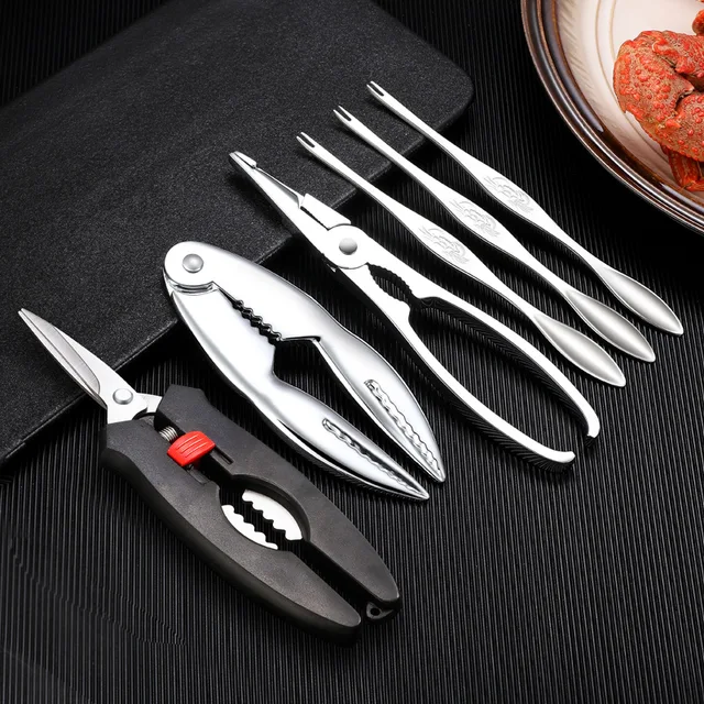 Seafood Tools Multi functional Zinc Alloy Claws Crab Needles Crab Scissors Kitchen Seafood Tools