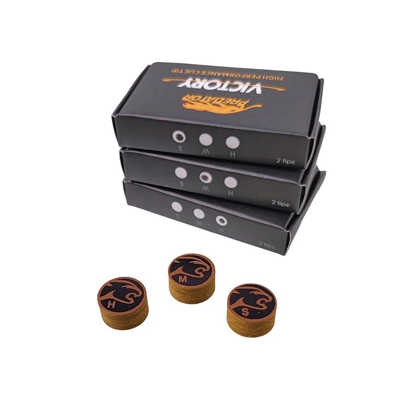 Pool Cue Tips Pool Cue Tips 14mm 2PCS / Box Pool Sticks Tips / H/M/S (OPTIONAL) 8 Layers Tip Billiards Rod Accessories