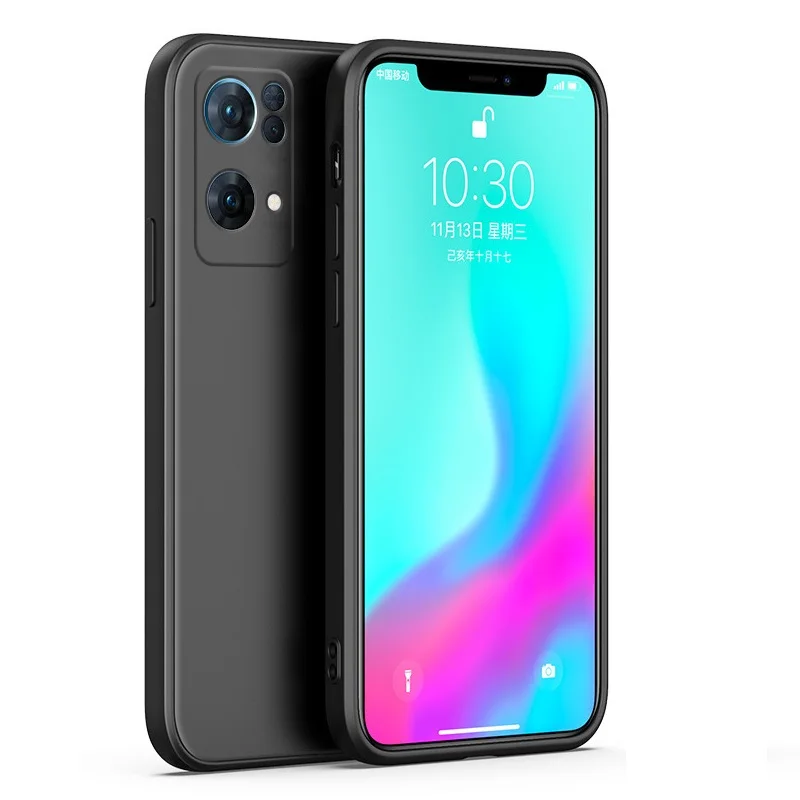 Für OPPO Reno7 Pro 5G SE, einfarbig, gerade Kante, flüssiges Silikon, feines Loch, All-Inclusive-Objektivschutz, Co_voghion.com