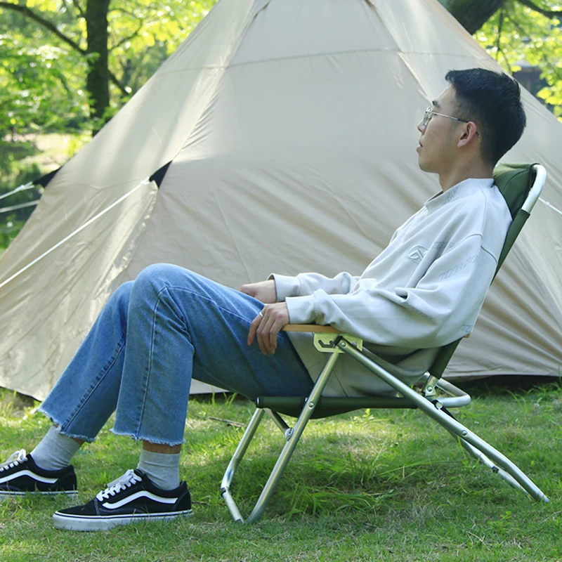 

Camping Outdoor Beach Chair Folding Adjustable Lounge Chair High Back Recliner Patio Nap Silla Plegable Outdoor Furniture WKOC