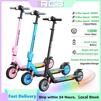 Scooter elettrico RCB per bambini dai 6 ai 12 anni, scooter elettrico da 7" con assorbimento degli urti, luci colorate, velocità e altezza regolabili, 18 km/h