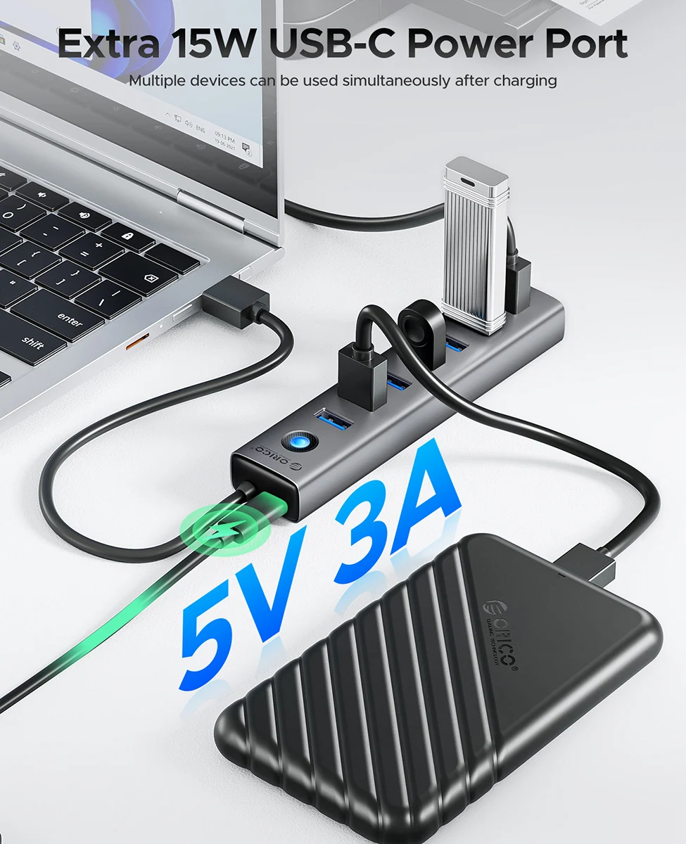 ORICO 7-Port High-Speed Aluminum USB Hub and Docking Station