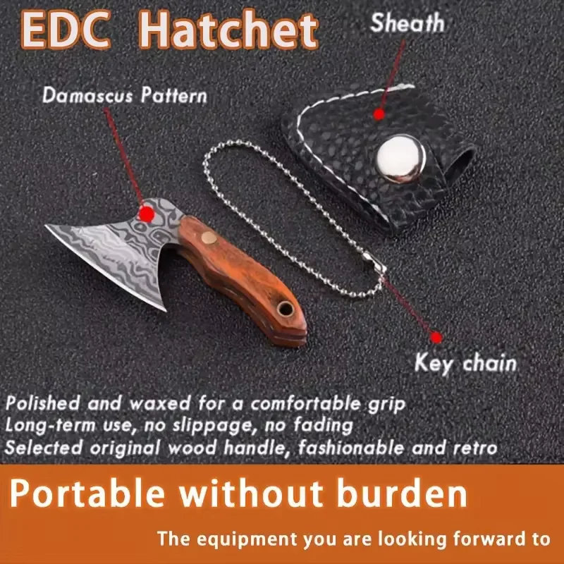 Mini Stainless Steel Small Axe Portable Key Chain, Small Kitchen Knife Disassembly ECD Gift Key Pendant Decoration, Outdoor Tool 4