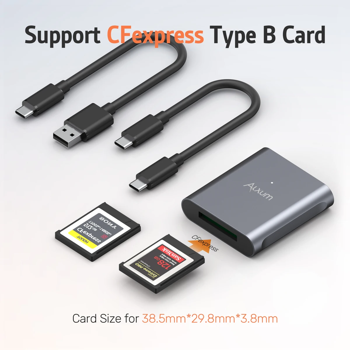 USB C Card Reader Type-c 10Gbps to CFexpress Type B Memory Card Adapter Aluminum Alloy Housing Cardreader for Windows Mac Linux