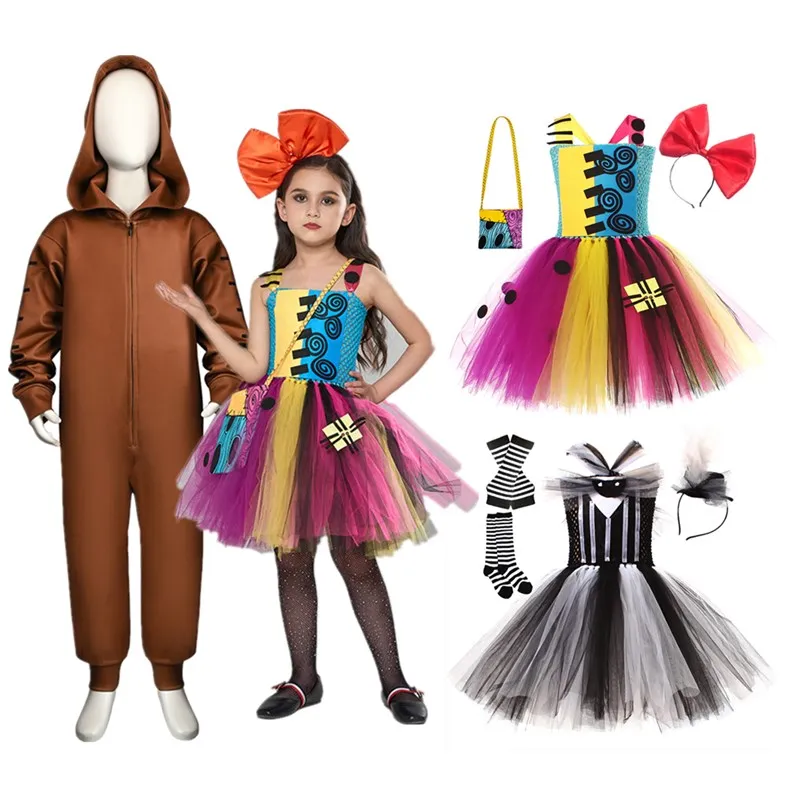 

Sally Cosplay Boogie Costume Nightmare Kids Before Christmas Girls Tutu Dress Jack Jumpsuit Outfits Halloween Carnival Suit