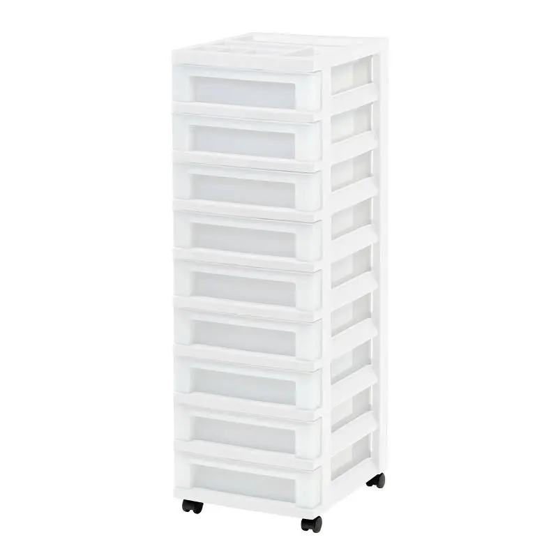 

Modern White 9-Tier Drawer Storage Cart with Functional Organizer Top