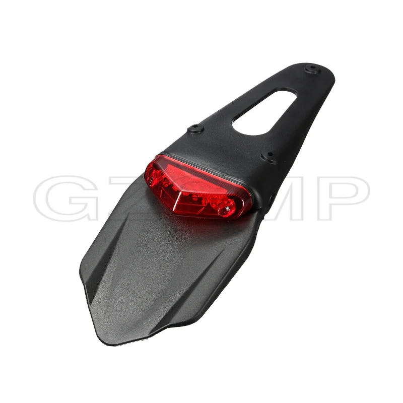 12V LED Taillight Brake Lamp+Rear Fender Black ABS License Plate Bracket Holder Universal for Enduro Motocross Dirt Bike