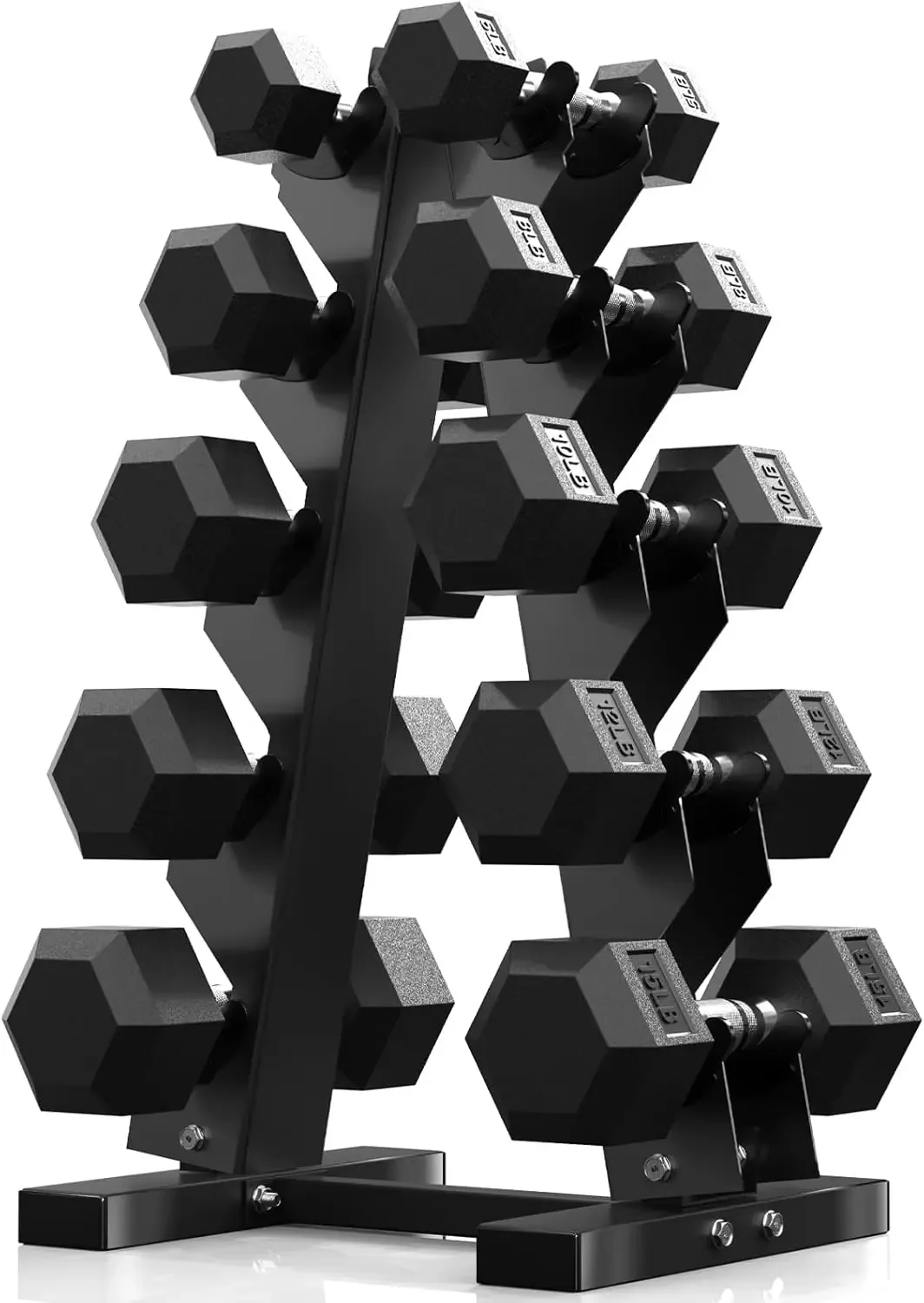PAPABABE Hex Sets With 60-550lb Rubber Coated Dumbbell Weight Set And Storage Rack, Multiple_voghion.com