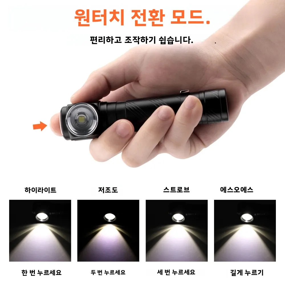 BORUiT 1190 LED 헤드램프 1200LM 줌 90 ° 헤드라이트 USB 충전기 18650 헤드 토치(자석 테일 포함) 캠핑 사냥용 손전등
