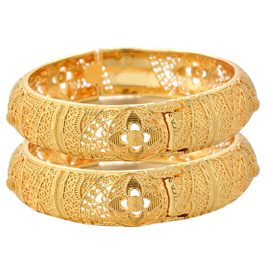 24 K Bilezik Etiyopya Dubai Trendy Bilezik Kadınlar için Arap Afrika Altın Renk Bilezik Takı, Orta Doğu Düğün Hediyeleri