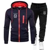 Mens Tracksuits Casual Sweatpants Print Zipper Hooded Sweatshirt Fashion Versatile Jacket Coat Outdoors Jogging Sports Clothing 2