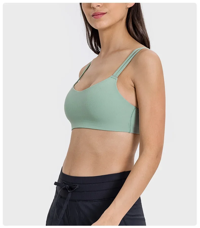 Lksd Vantage Sports Bra Women Buttery-soft Comfort Flat Straps Bonded Seams Fixed Padded Bras With Reflective LSKD Logo