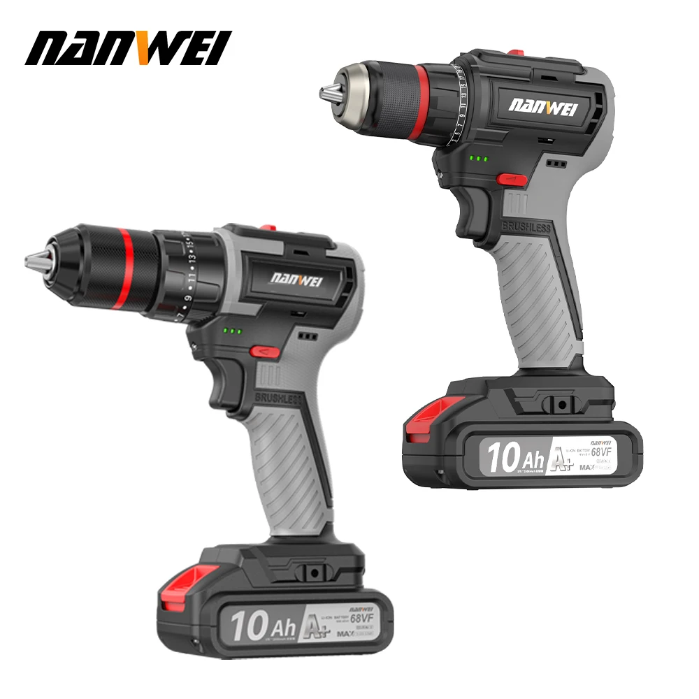 

NANWEI 21V Cordless Brushless Drill Electric Screwdriver impact 80Nm Multi-function Mini For House Renovation