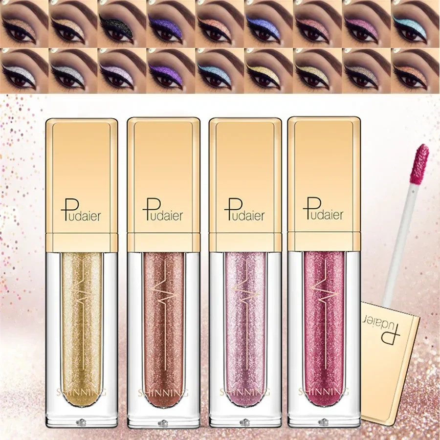 Pink Liquid Glitter Eyeshadow Metallic Pigment Eyes Makeup 18 Colors Shimmer Eye Shadow Liquid Waterproof Maquiagem Yeux Sombra 3