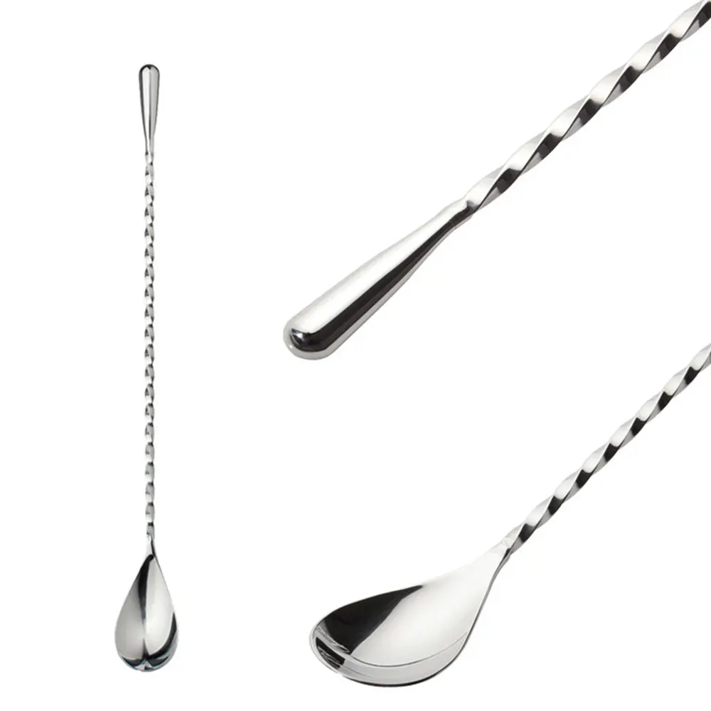 Cocktail Drink Shaker Long Handled 304 Stainless Steel Coffee Spoon Ice Cream Dessert Tea Stirring Spoon Bar Kitchen Accessories