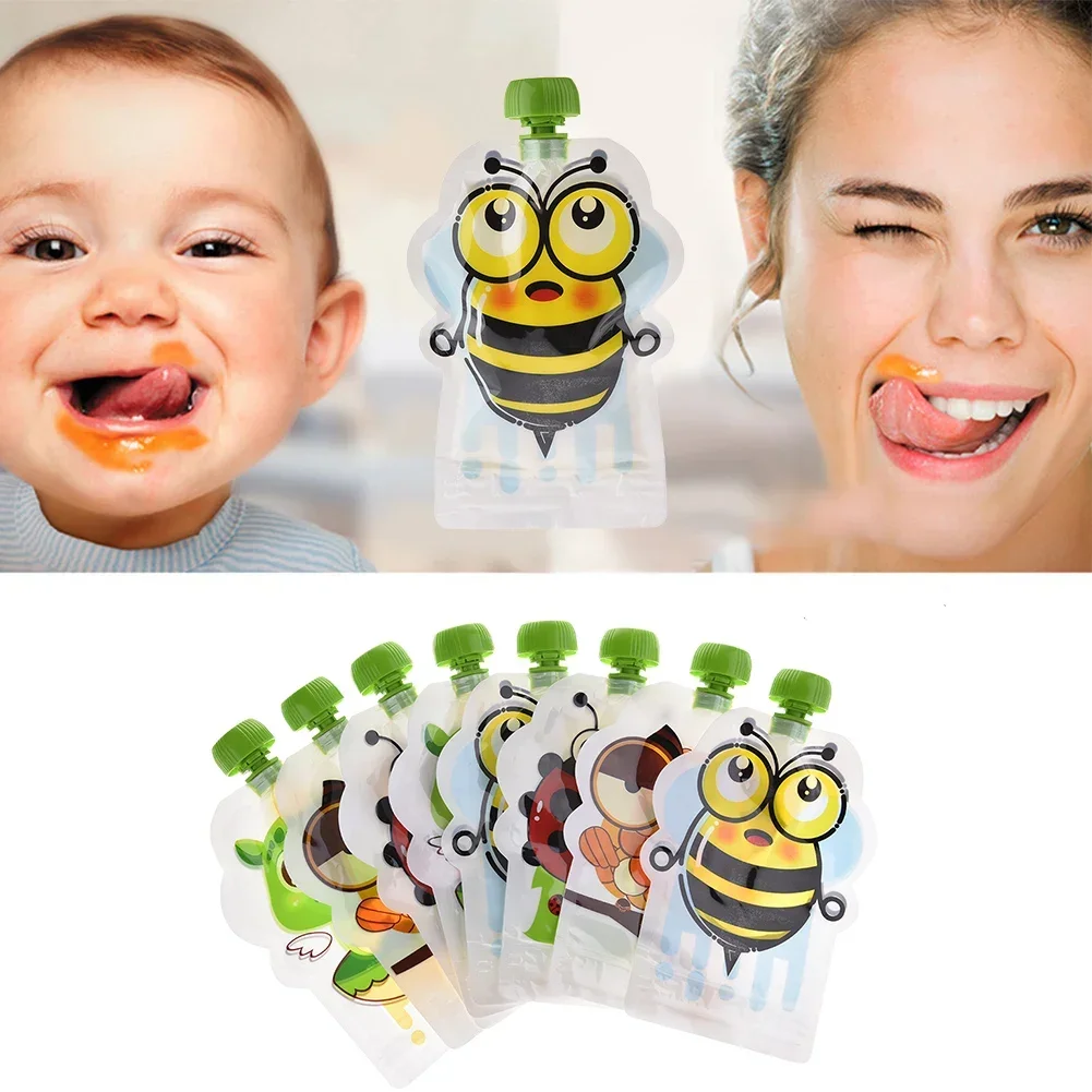 Breastmilk Storage Bags 8/4/2/1PCS Cartoon Breast Milk Storage Bag BPA-Free Reusable Sealed Complementary Food Pouch Storage Bag 148ml Double Zipper