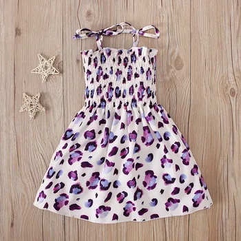 Children Girl Dress Summer Elegant Sling Princess Dresses Flower Print Kids Beach Sundress Casual Cotton Baby Girl Clothing 4