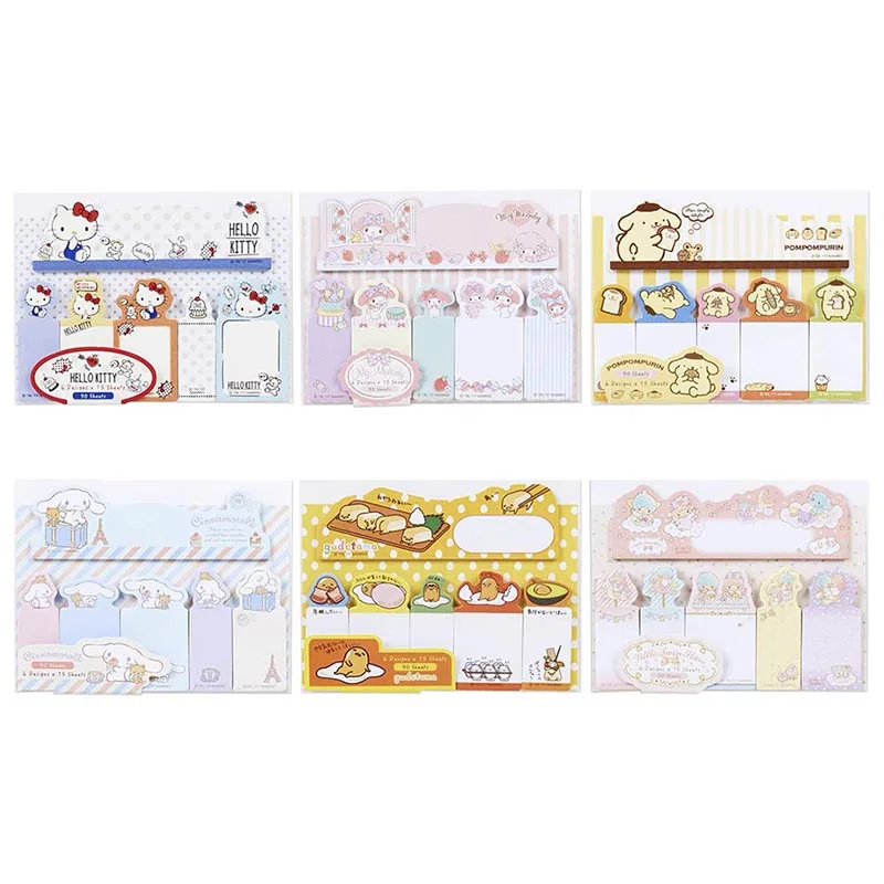 Kawaii Melody Cinnamoroll Memo Pad Kawaii Sanrio Sticky Notes Stationery Label Notepad Planner Sticker Post School Supplies 2