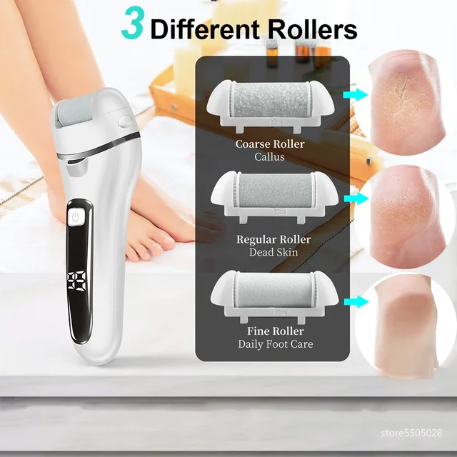 Electric Callus Remover Professional Foot File Grinder Pedicure Machine Rechargeable Heel Cracked Dead Skin Scrubber 3 Heads 2