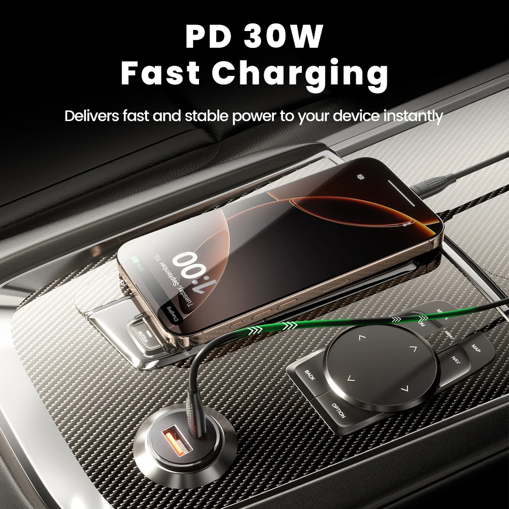 Toocki 30W Dual-Port Fast Charging Car Charger