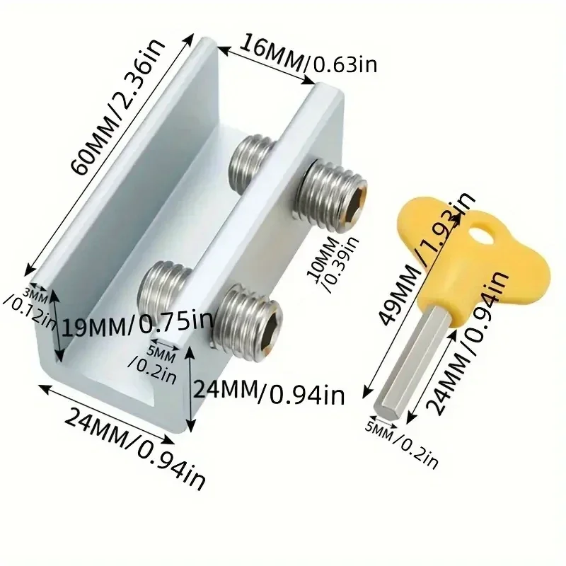Child Protection Baby Safety Adjustable Sliding Window Locks Stop Aluminum Alloy Security Lock Keys Safety Window Lock
