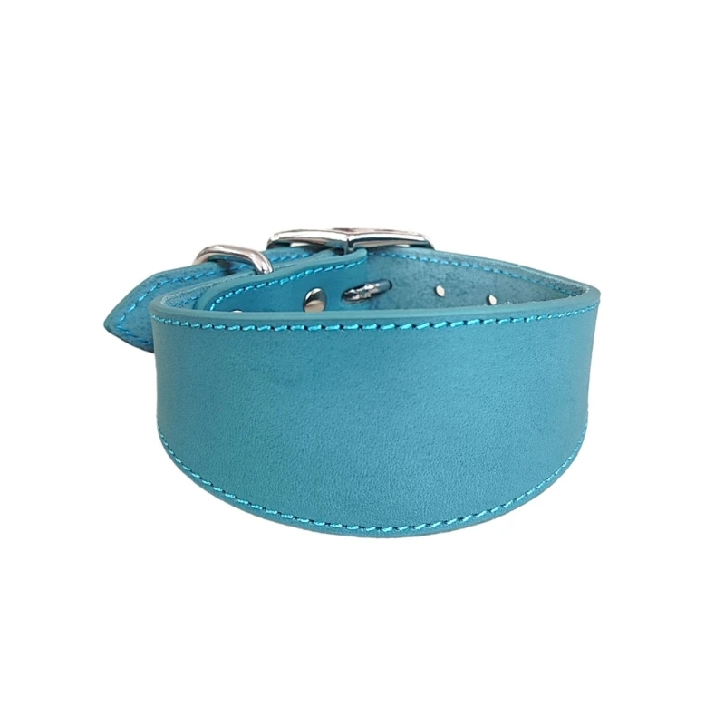 Luxurious Wide Padded Genuine Leather Dog Collar - Comfortable Pet Accessory