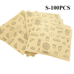 Eco - Friendly Greaseproof Kraft Paper Food Packaging Bags, 50/100 PCS, Disposable and Versatile (S - 100PCS)