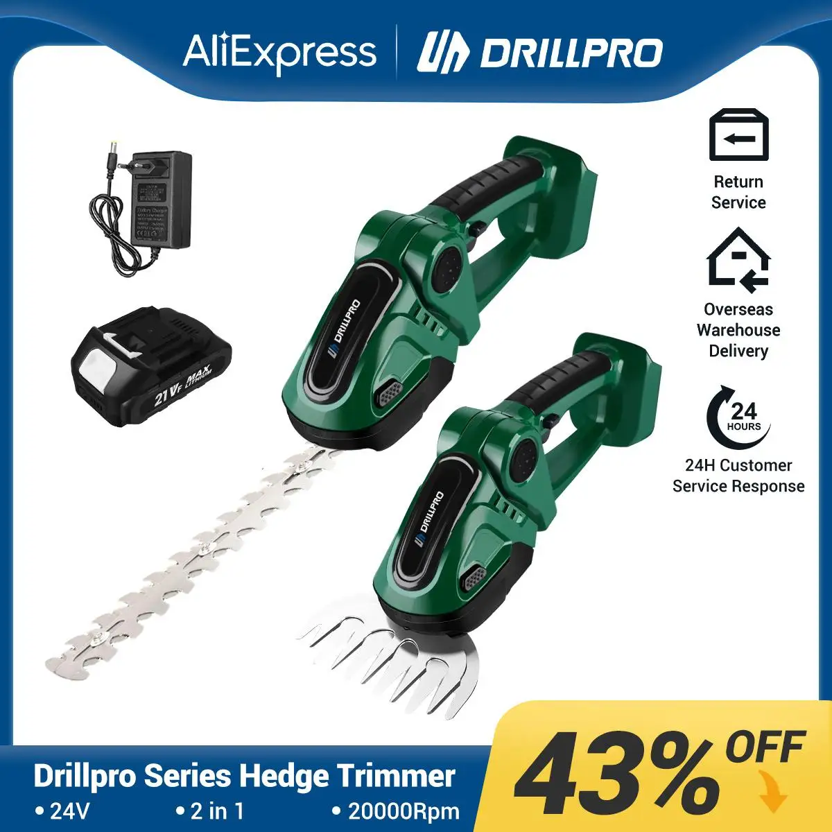 Drillpro 2 In 1 Tagliasiepi Elettrico 20000Rpm Tosaerba Forbici Da Giardino Forbici Per Erba Forbici Utensili Elettrici Per Batteria