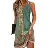 Women's Dresses Summer Fashion Stitching V Neck Loose  Bohemian Vacation Woman Basic sleeveless Vestidos 1