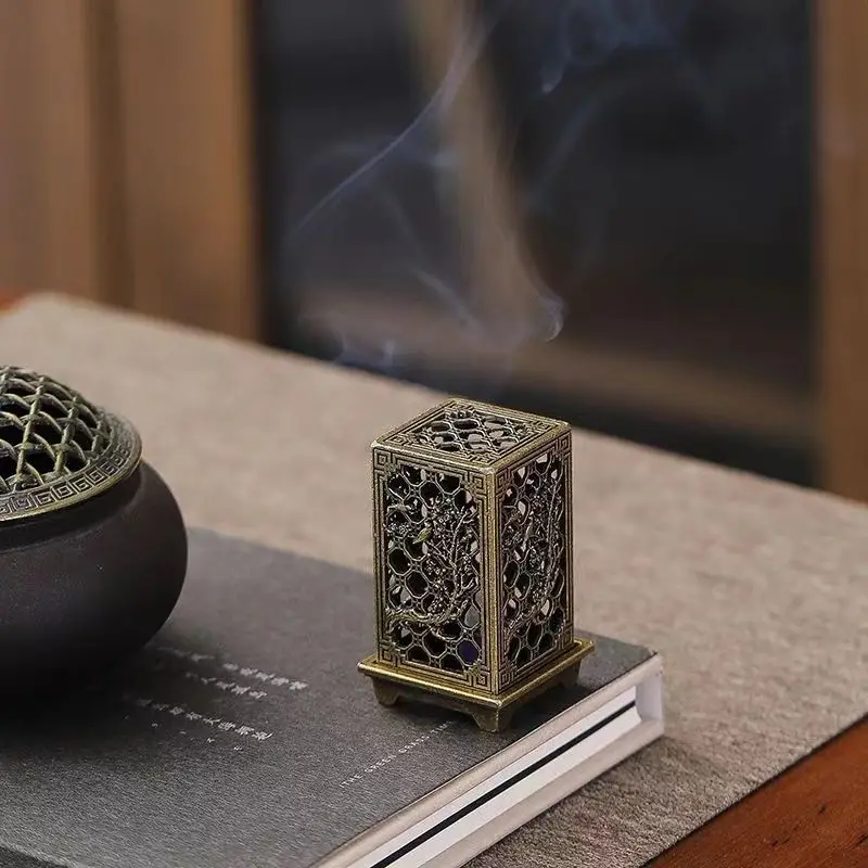 Square vertical incense burner small Xiangyun alloy incense burner indoor aromatherapy home incense burner ornaments