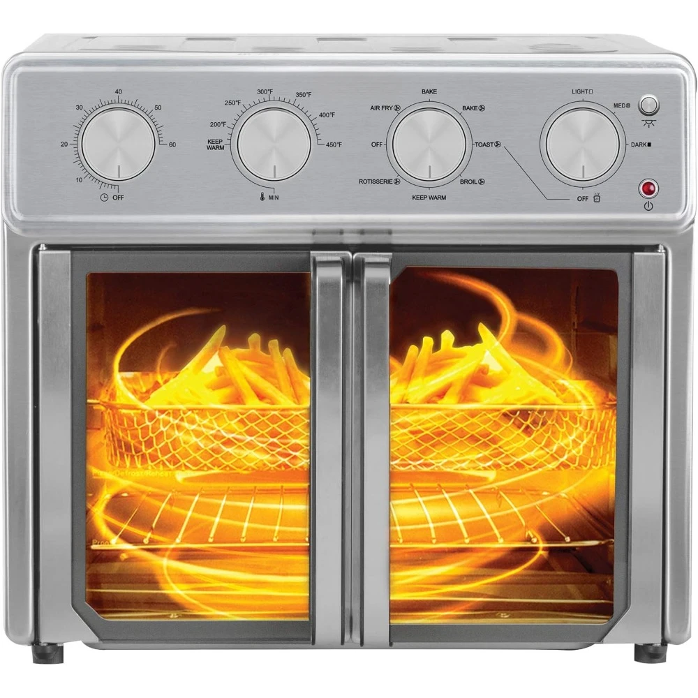 Air Fryer Oven, 26 Quart 9-in-1 Countertop Toaster Oven and Air Fryer Combo 7 Easy-to-Clean Accessories, 1700W, Stainless Steel 6