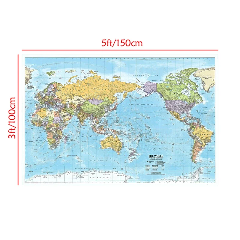 World map poster 150x100cm 2012 World Map in English Canvas Printings Home School Office Decor