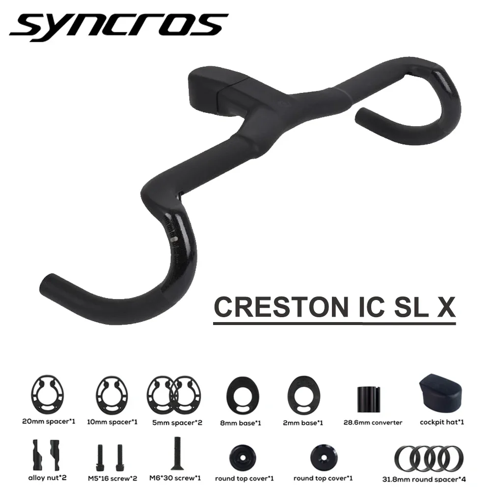 

SYNCROS CRESTON IC SL X INTEGRATED COCKPIT Full Internal Cable Routing Road Bicycle Handlebar T1000 Carbon Gravel Cockpit Di2