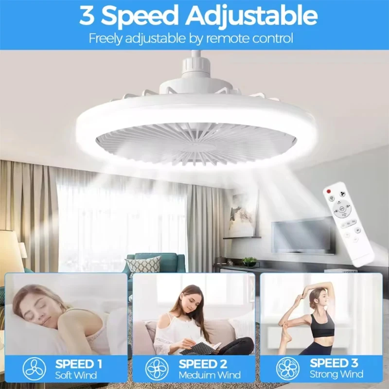 LED Ceiling Fan Lights 3in1 Rotatable with Smart Remote Control