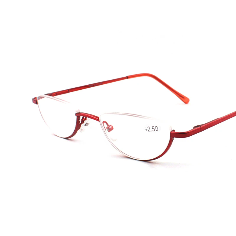 

QGAOP Readers Reading Glasses Women Spring Hinge Eyeglasses Metal Half Rim Presbyopic Mens Magnifying Glasses Magnifier Eyewear