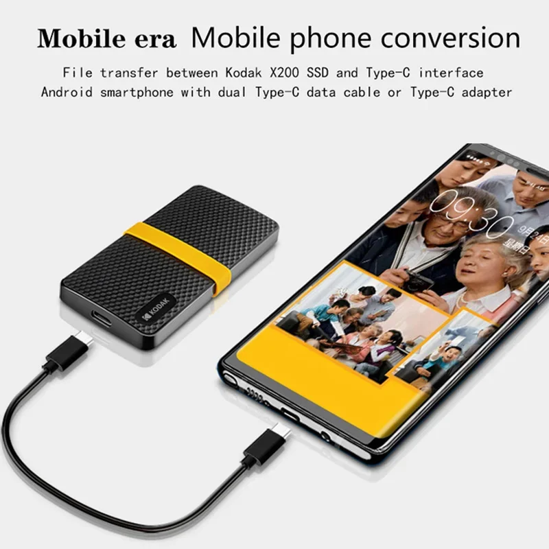 KODAK External SSD 256GB 512GB 1TB 2TB Hard Drive HD Externo USB3.1 Type-C Portable SSD For Laptops Smartphone TV Gift external hard drive
