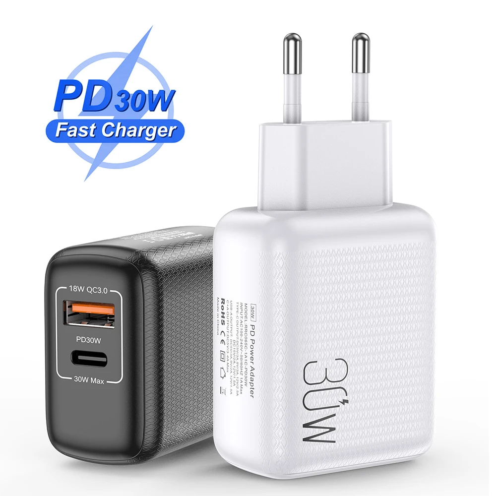 

EONLIN PD 30W USB C Quick Charge PD QC 3.0 Type C Fast Charging For iPhone 12 Pro Samsung Xiaomi redmi Wall Mobile Phone Charger