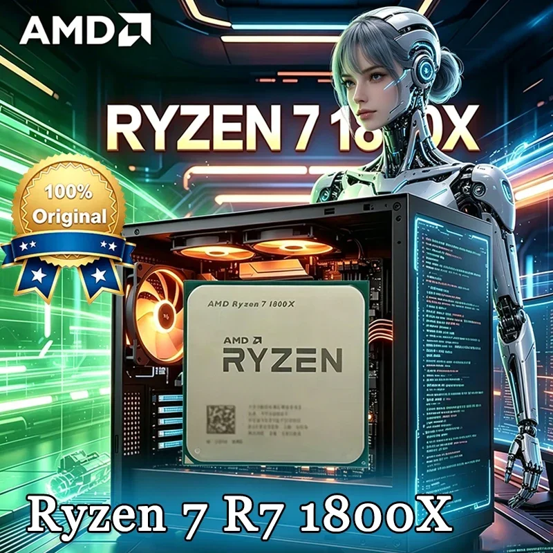 AMD Ryzen 7 1800X CPU R7 1800X 3.60GHz4.0GHz 95W 8코어 16스레드 AM4 TDP 95W CPU 프로세서 (패키지 없음)