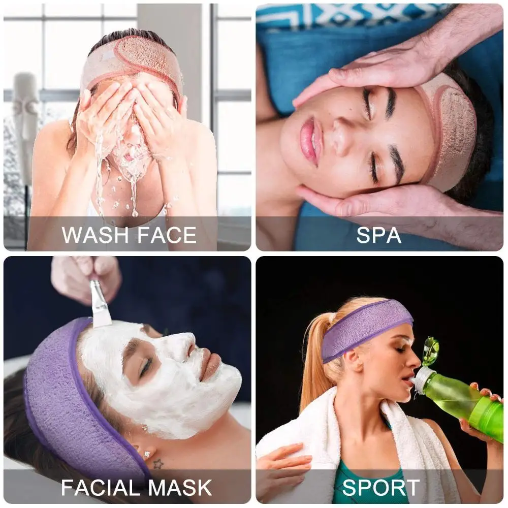 Salon SPA Hair styling Adjustable Magic Tape Make Up Tool Perm Facial Headband Shower Cap Head Stretch Band Toweling Hair Wrap