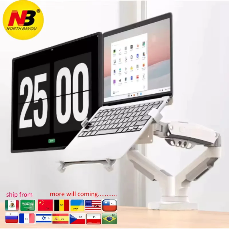 Adjustable Laptop and Monitor Desk Stand with Full Motion Gas Spring Mount