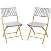 Ciel Two Piece Folding French Bistro Chairs - Navy and White PE Rattan - Natural Finish Metal Frames - Indoor/Outd 3